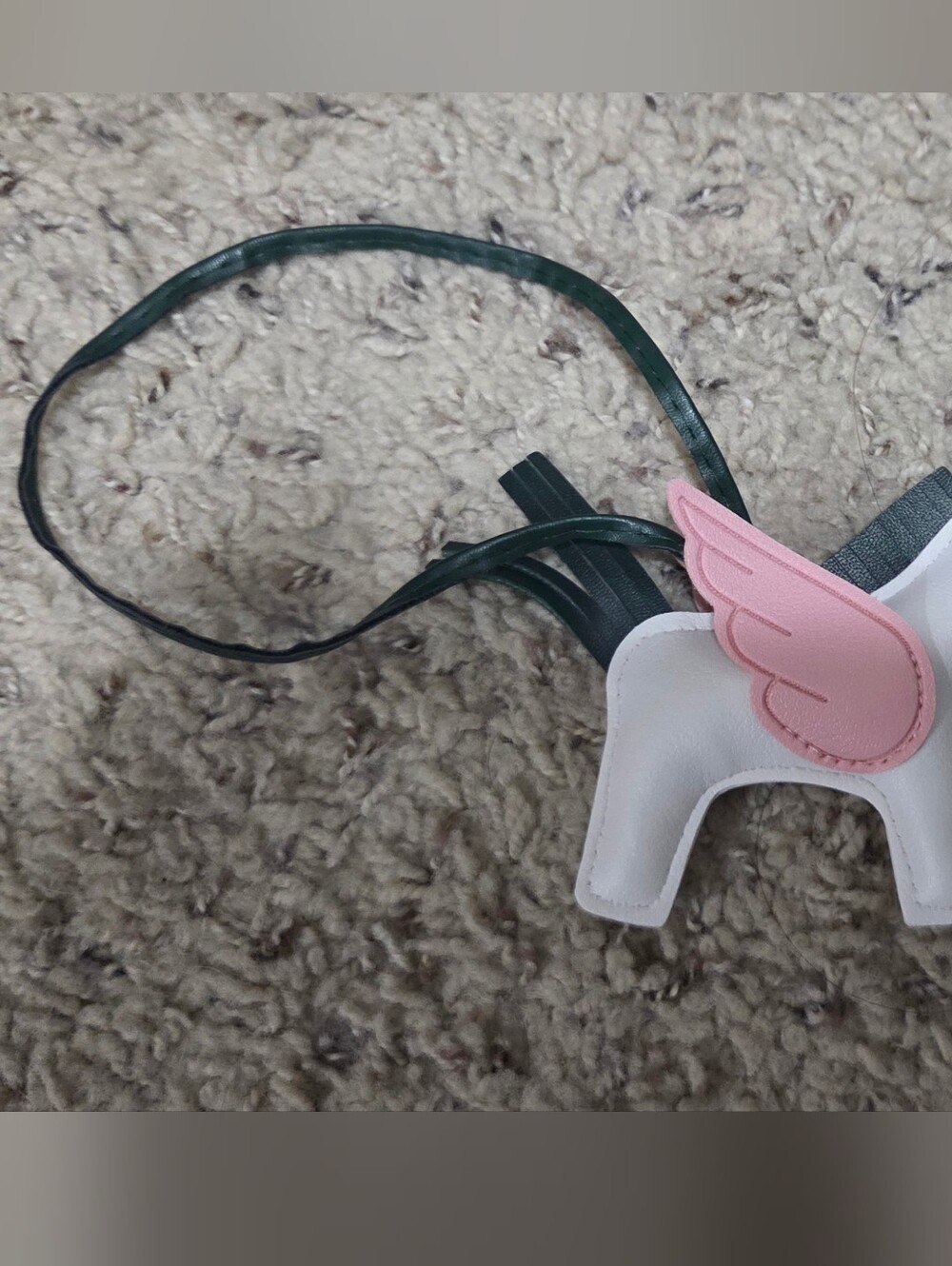 Pegasus Horse Bag Charm White Pink Green Leather Tassel Keychain Purse Charm